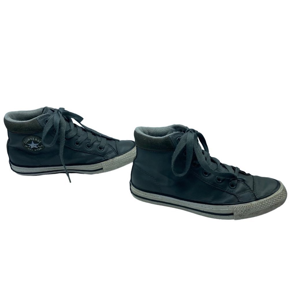 Converse Chuck Taylor All Star Kids Junior Size 4‎ Gray Leather High Top Sneaker